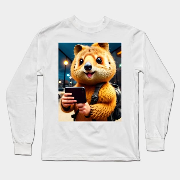 Quokka Selfie 10 Long Sleeve T-Shirt by Jaymz Weiss Designz